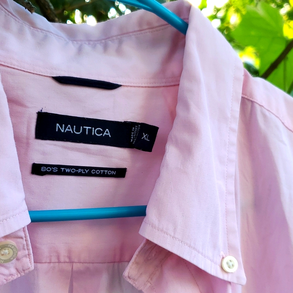Nautica Short Sleeve 80s 2-Ply 100% Cotton - Pink Button Down - 2xl